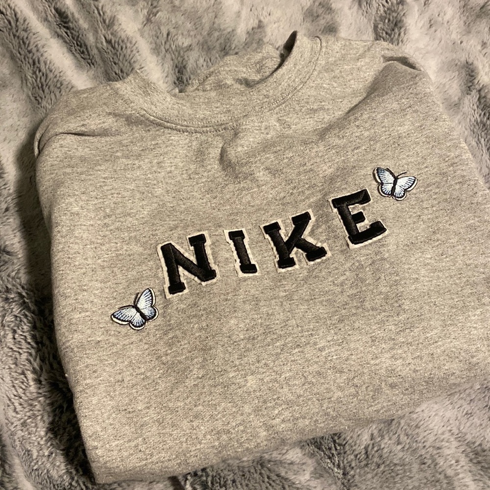 Embroidered Crewneck -Not Real Nike, Letters Sewn